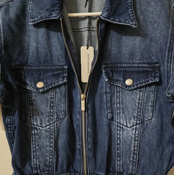 NWT WeWoreWhat Denim Flight Suit in Ludlow, Wide Leg, Zip Front, Size Medium. - Picture 7 of 14
